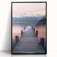 Minimalist Mountain Wall Art – Serene Lake and Pier Print