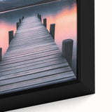 Minimalist Mountain Wall Art – Serene Lake and Pier Print