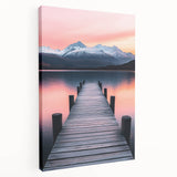 Minimalist Mountain Wall Art – Serene Lake and Pier Print