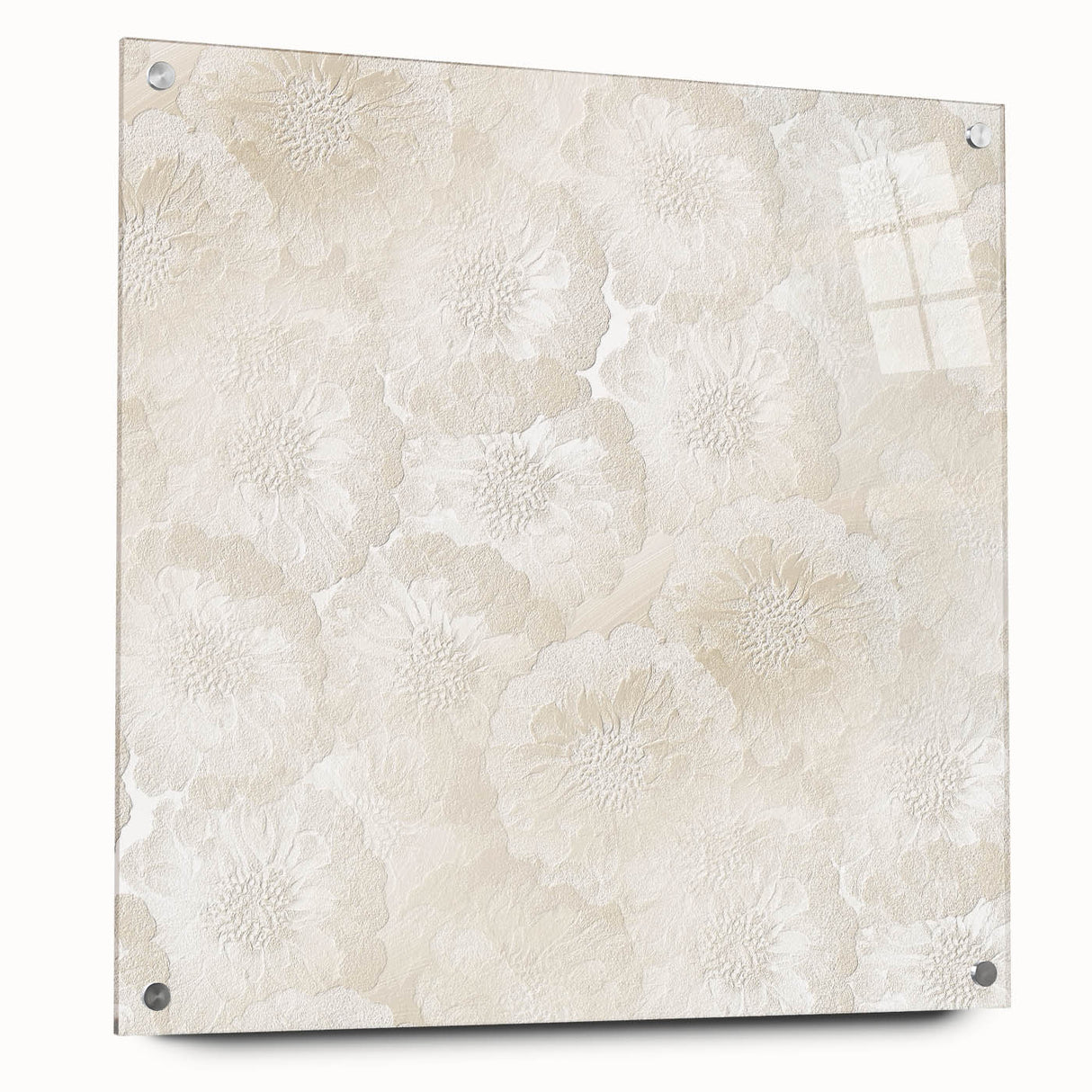 Contemporary Framed Abstract Art – Soft Beige Floral Texture Design