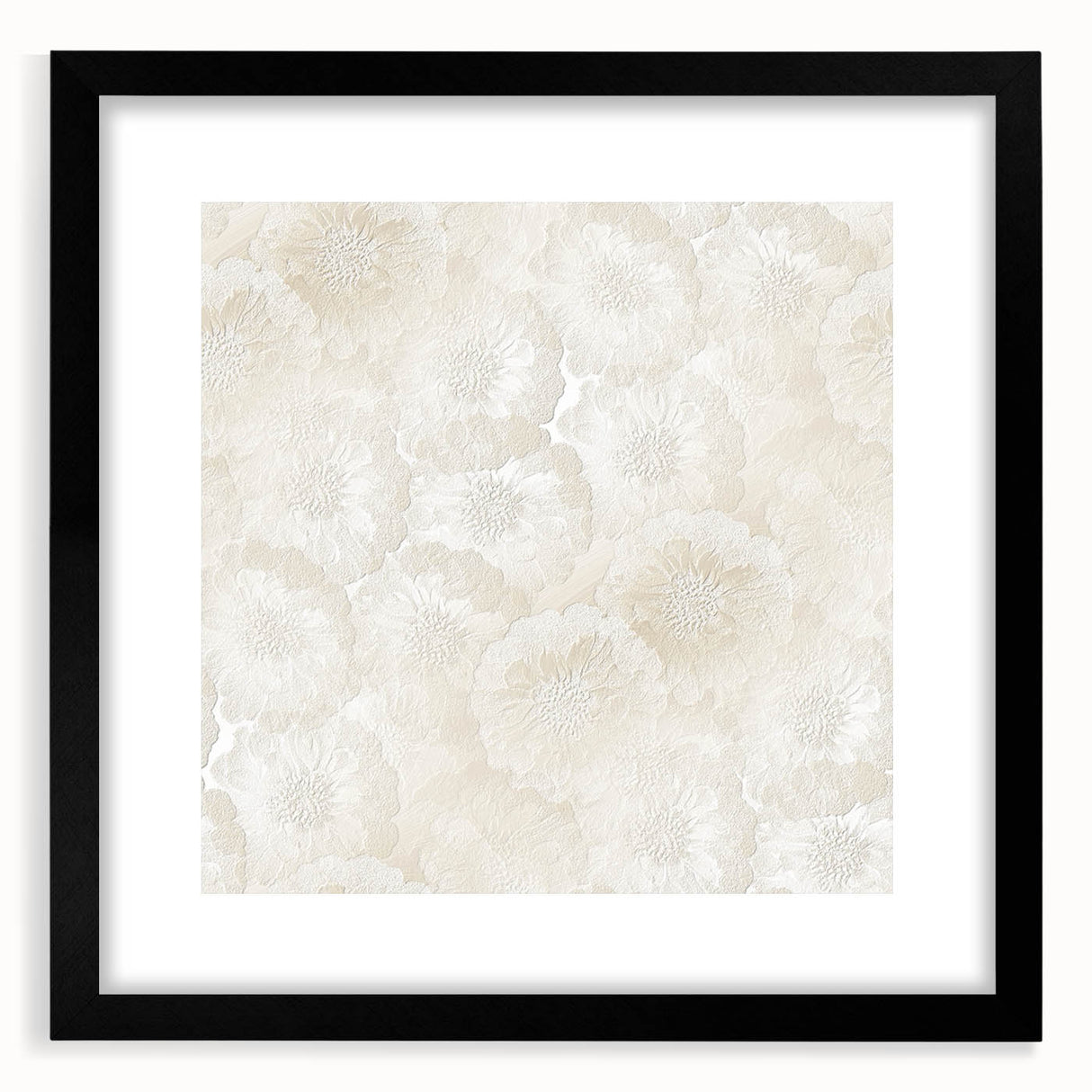 Contemporary Framed Abstract Art – Soft Beige Floral Texture Design