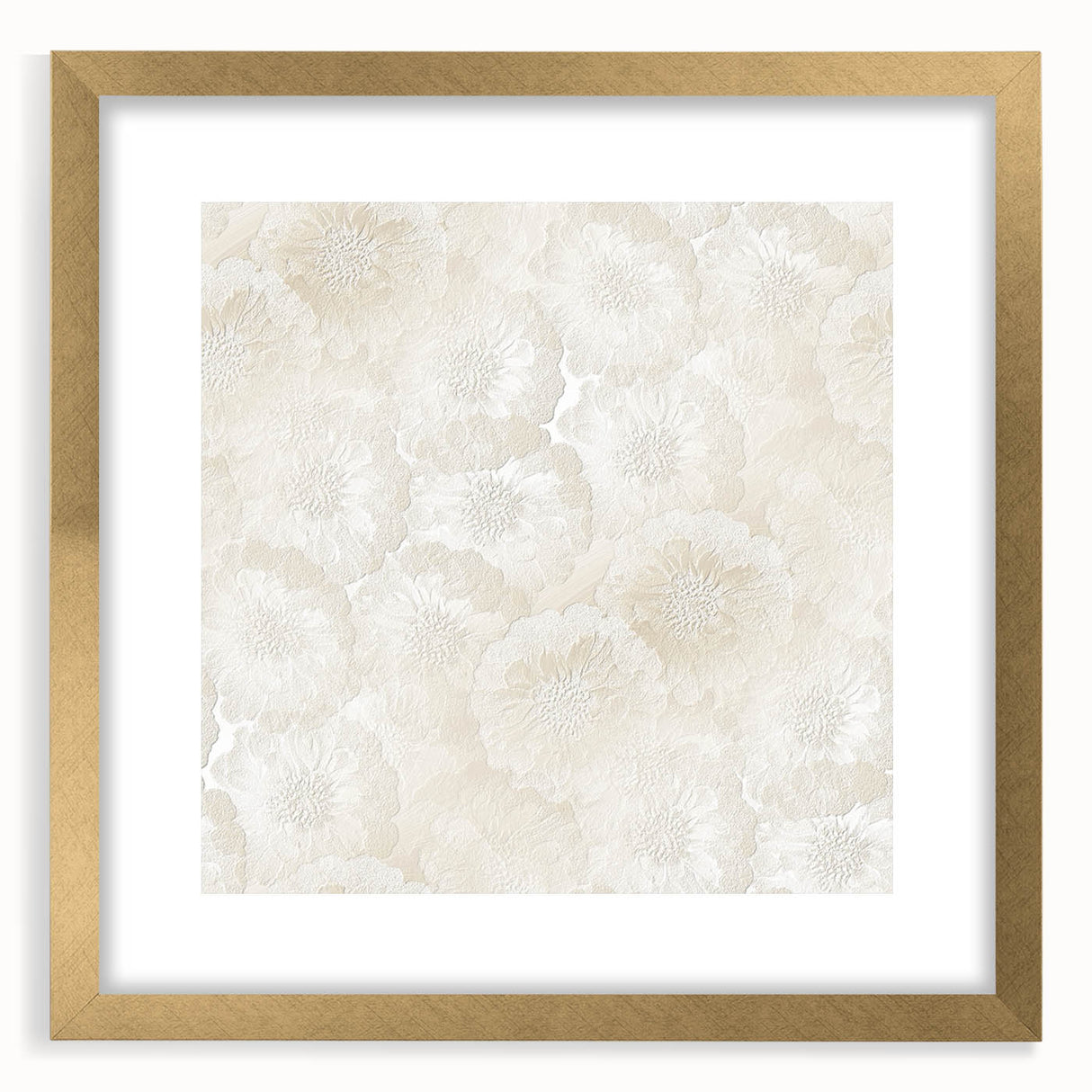 Contemporary Framed Abstract Art – Soft Beige Floral Texture Design