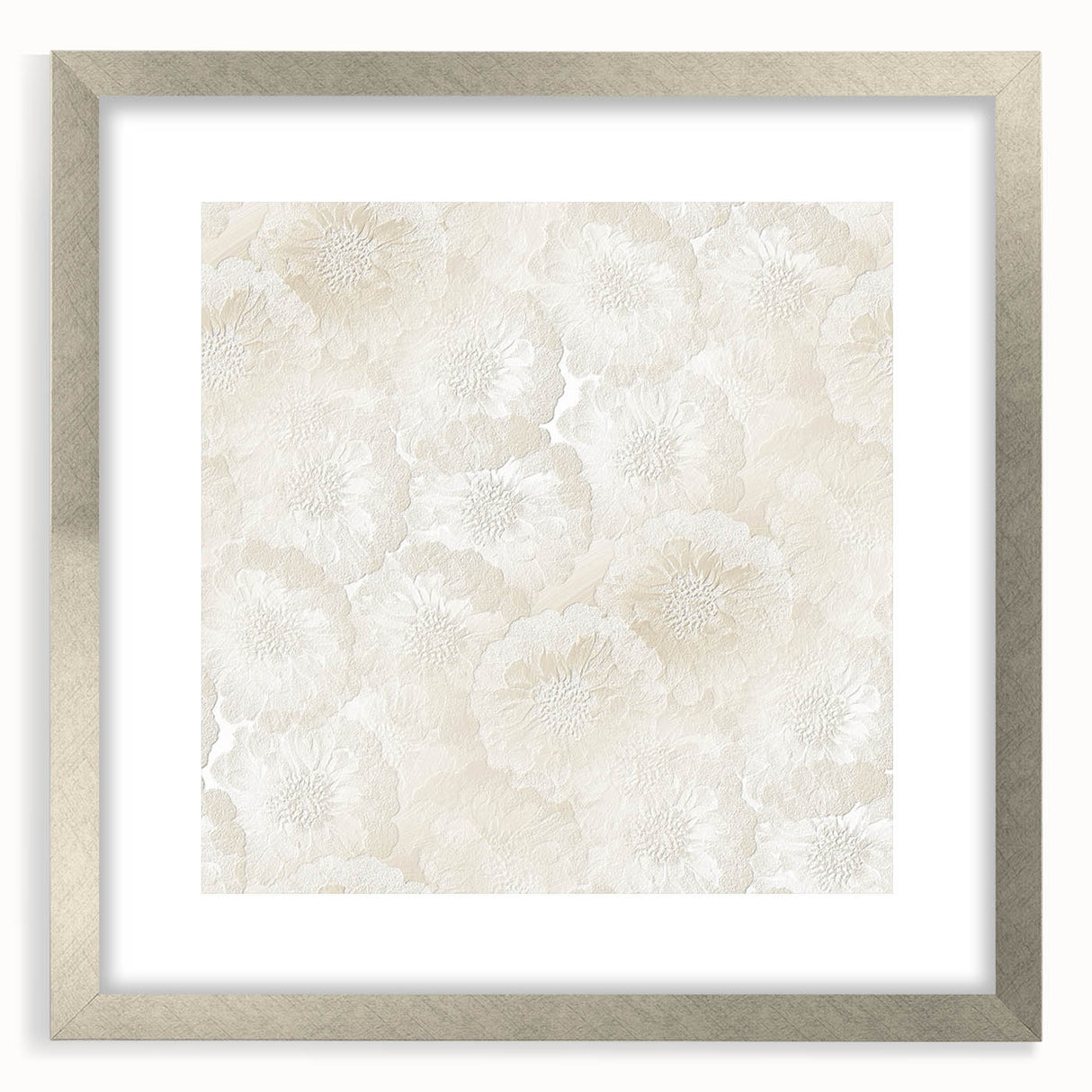 Contemporary Framed Abstract Art – Soft Beige Floral Texture Design
