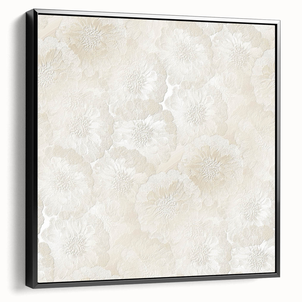 Contemporary Framed Abstract Art – Soft Beige Floral Texture Design