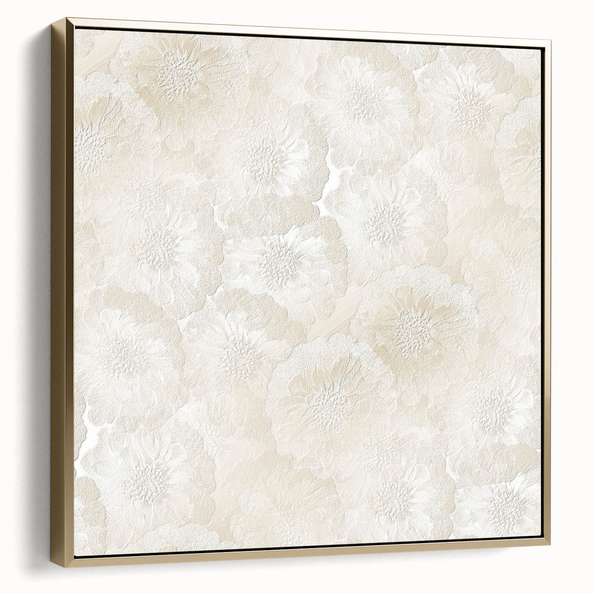 Contemporary Framed Abstract Art – Soft Beige Floral Texture Design
