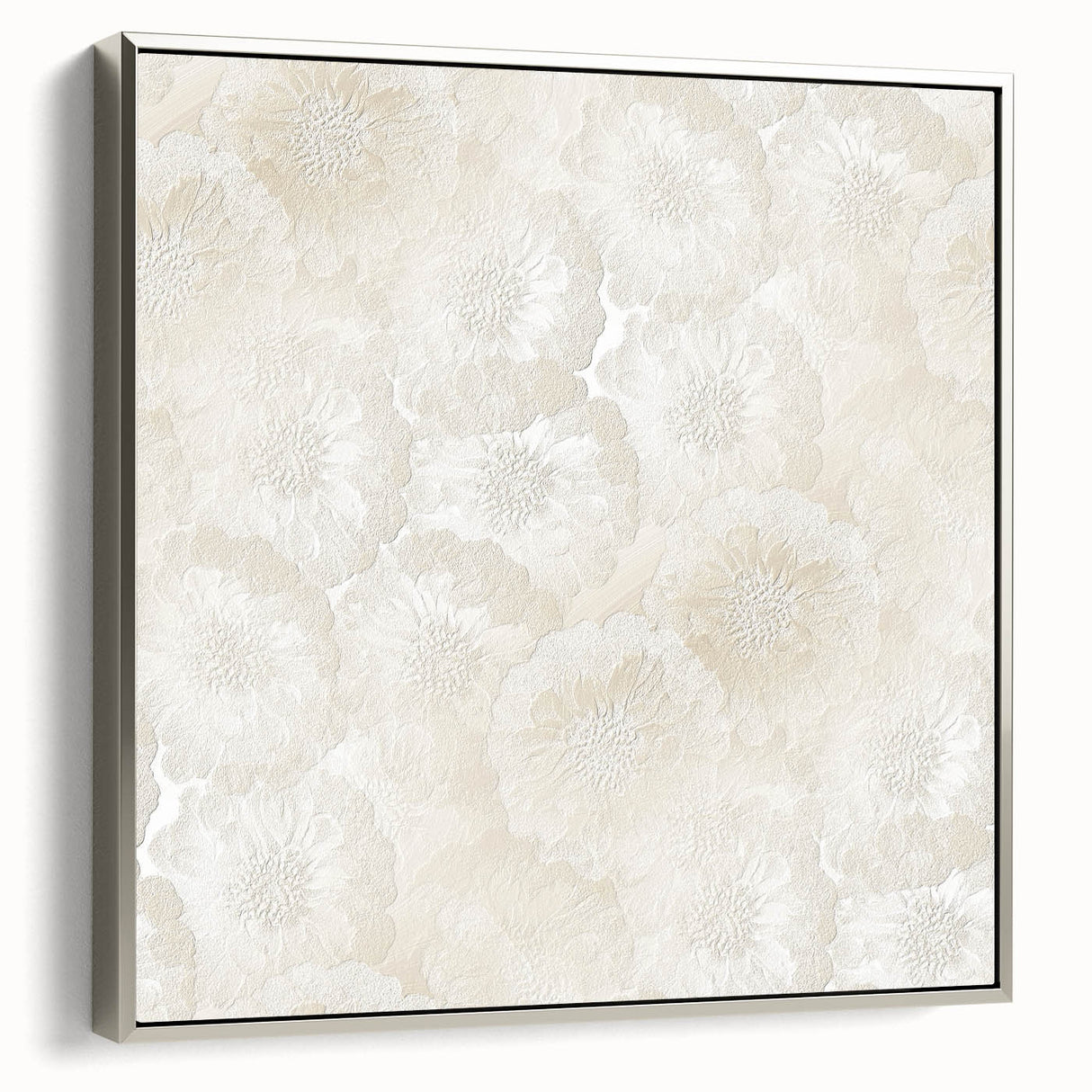 Contemporary Framed Abstract Art – Soft Beige Floral Texture Design