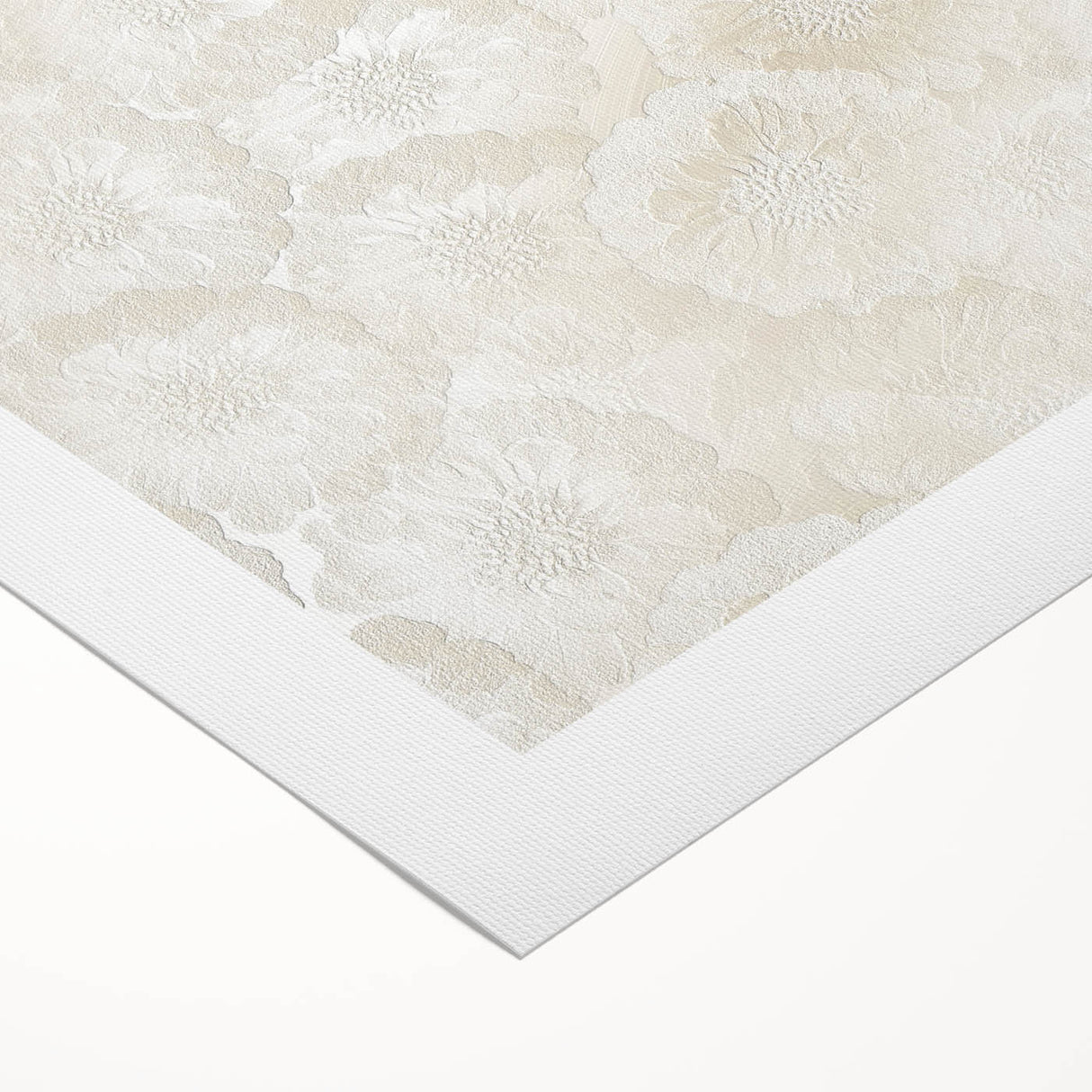 Contemporary Framed Abstract Art – Soft Beige Floral Texture Design