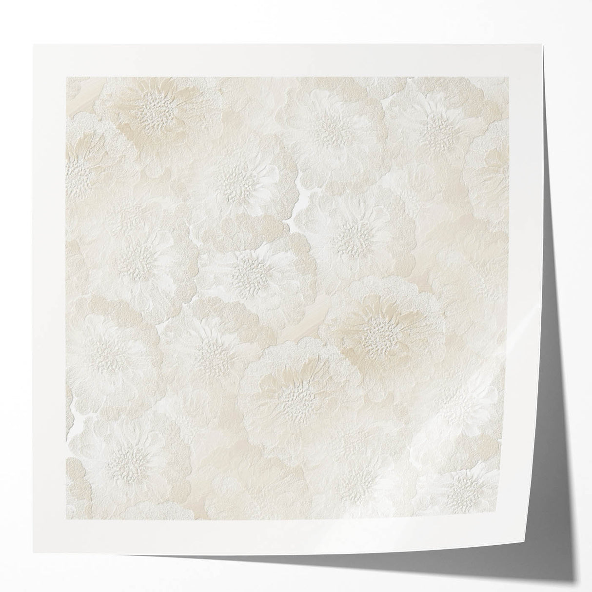 Contemporary Framed Abstract Art – Soft Beige Floral Texture Design