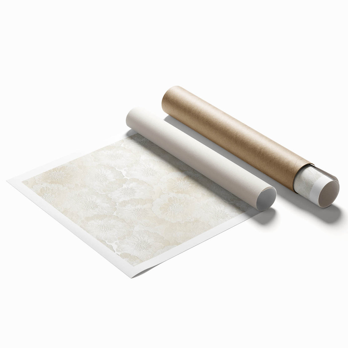 Contemporary Framed Abstract Art – Soft Beige Floral Texture Design