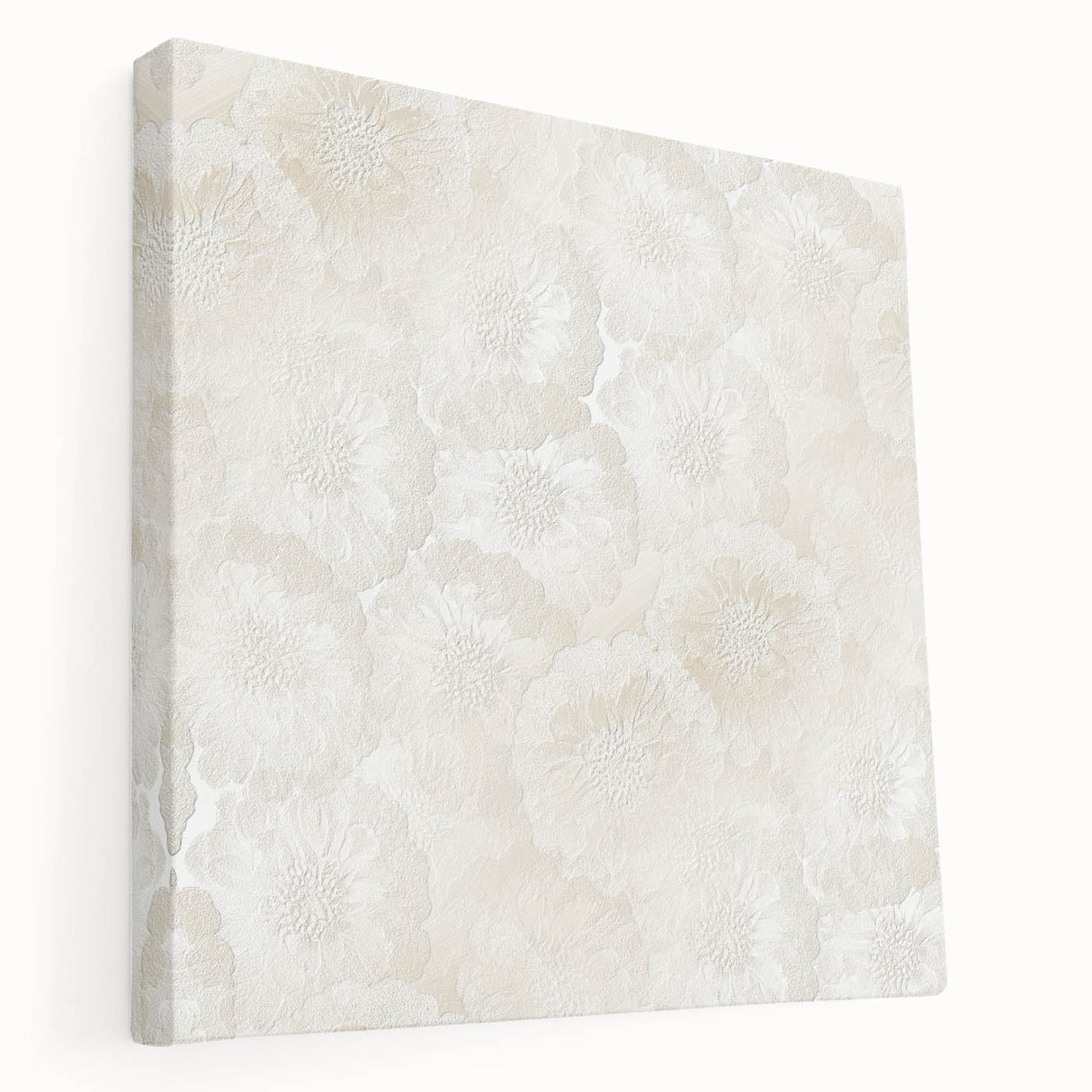 Contemporary Framed Abstract Art – Soft Beige Floral Texture Design