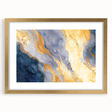 Contemporary Fluid Art Piece – Navy Blue & Gold Canvas Print