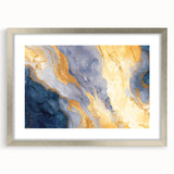 Contemporary Fluid Art Piece – Navy Blue & Gold Canvas Print