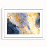 Contemporary Fluid Art Piece – Navy Blue & Gold Canvas Print