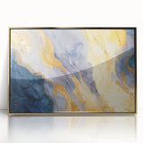 Contemporary Fluid Art Piece – Navy Blue & Gold Canvas Print