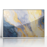 Contemporary Fluid Art Piece – Navy Blue & Gold Canvas Print