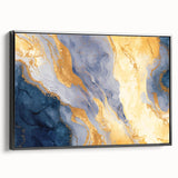 Contemporary Fluid Art Piece – Navy Blue & Gold Canvas Print