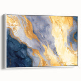 Contemporary Fluid Art Piece – Navy Blue & Gold Canvas Print