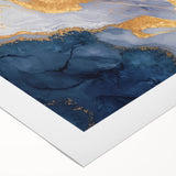 Contemporary Fluid Art Piece – Navy Blue & Gold Canvas Print