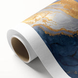 Contemporary Fluid Art Piece – Navy Blue & Gold Canvas Print