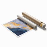 Contemporary Fluid Art Piece – Navy Blue & Gold Canvas Print