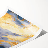 Contemporary Fluid Art Piece – Navy Blue & Gold Canvas Print