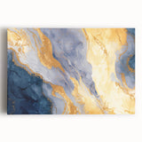 Contemporary Fluid Art Piece – Navy Blue & Gold Canvas Print