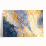 Contemporary Fluid Art Piece – Navy Blue & Gold Canvas Print