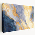 Contemporary Fluid Art Piece – Navy Blue & Gold Canvas Print
