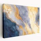 Contemporary Fluid Art Piece – Navy Blue & Gold Canvas Print