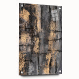 Bold Abstract Wall Art in Black and Gold – Modern Oil Painting Print