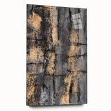 Bold Abstract Wall Art in Black and Gold – Modern Oil Painting Print