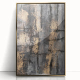 Bold Abstract Wall Art in Black and Gold – Modern Oil Painting Print