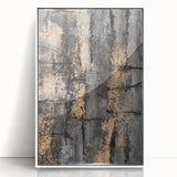 Bold Abstract Wall Art in Black and Gold – Modern Oil Painting Print