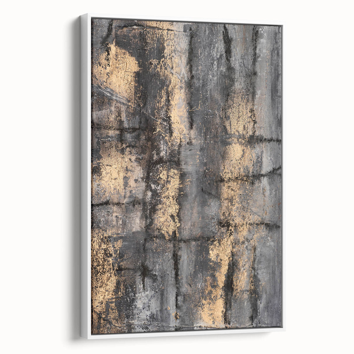 Bold Abstract Wall Art in Black and Gold – Modern Oil Painting Print