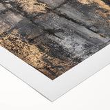 Bold Abstract Wall Art in Black and Gold – Modern Oil Painting Print