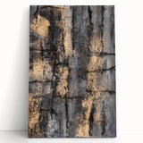 Bold Abstract Wall Art in Black and Gold – Modern Oil Painting Print