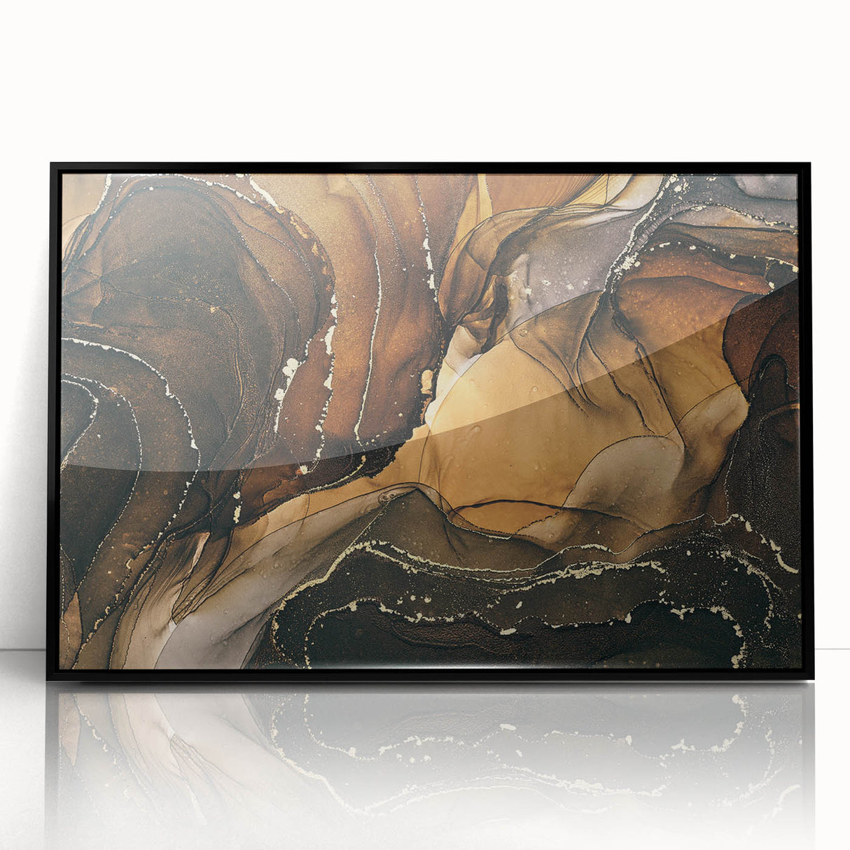 Upscale Abstract Art Collection – Brown & Gold Luxury Canvas