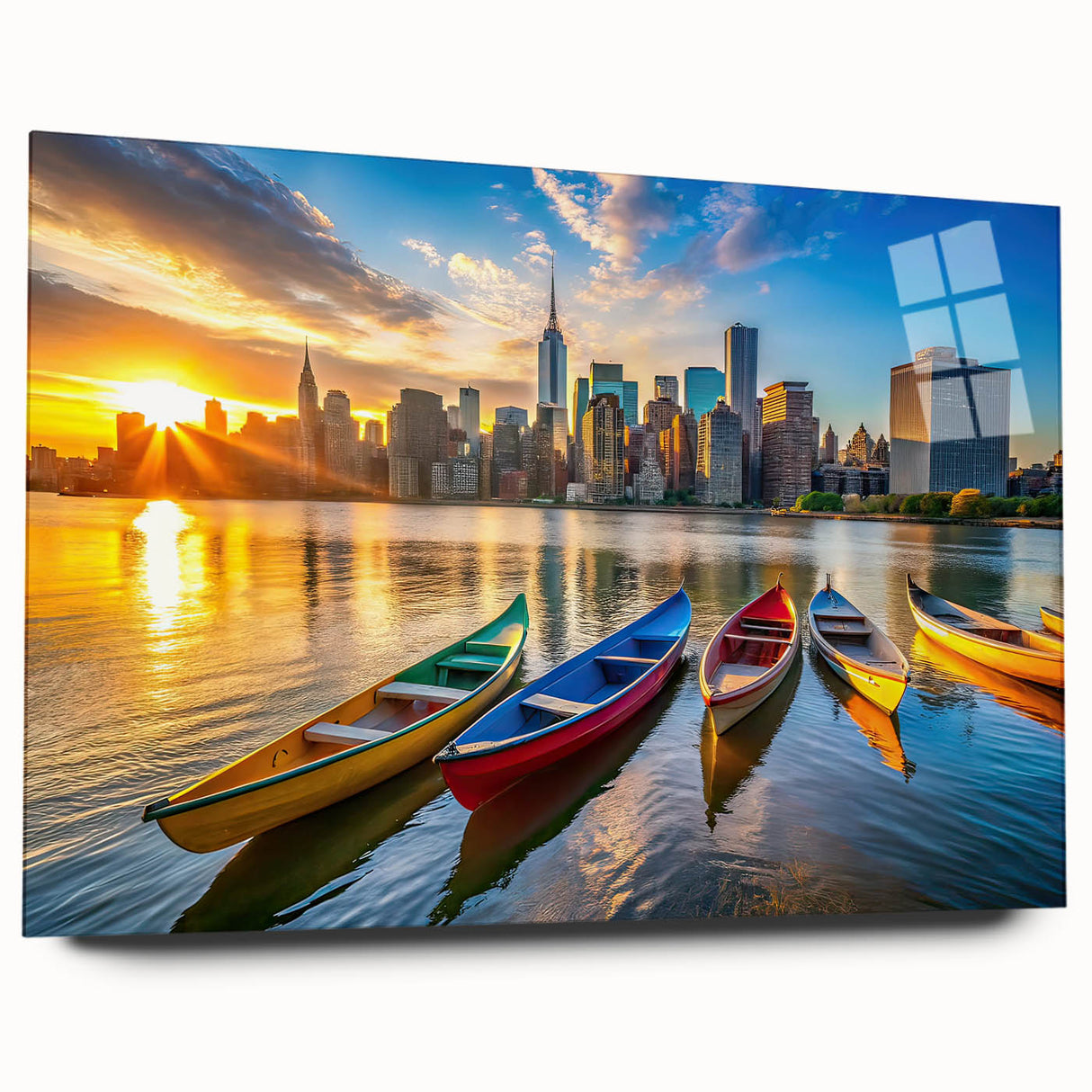 Golden City Sunset with Boats – Fine Art Photography Print