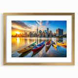 Golden City Sunset with Boats – Fine Art Photography Print