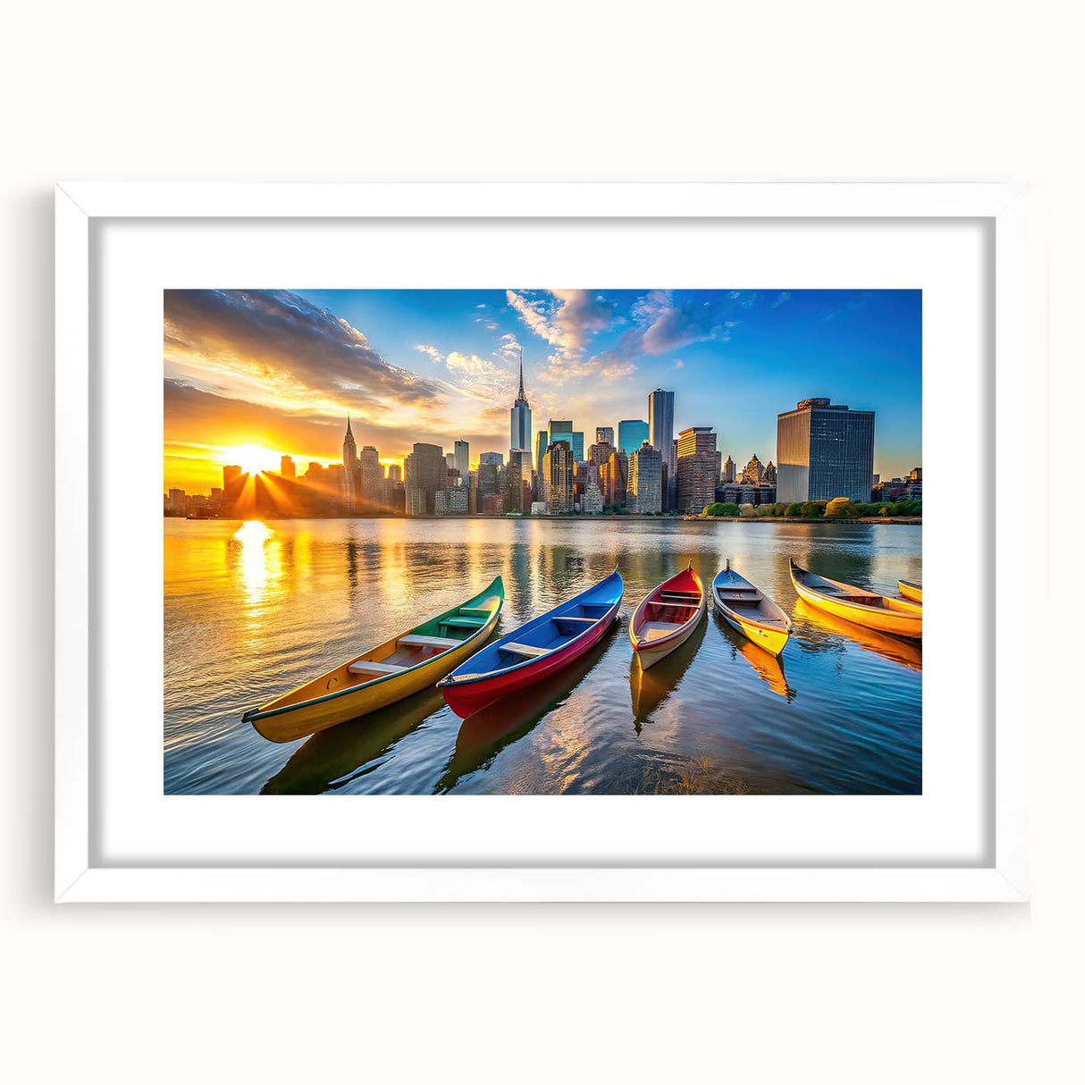Golden City Sunset with Boats – Fine Art Photography Print