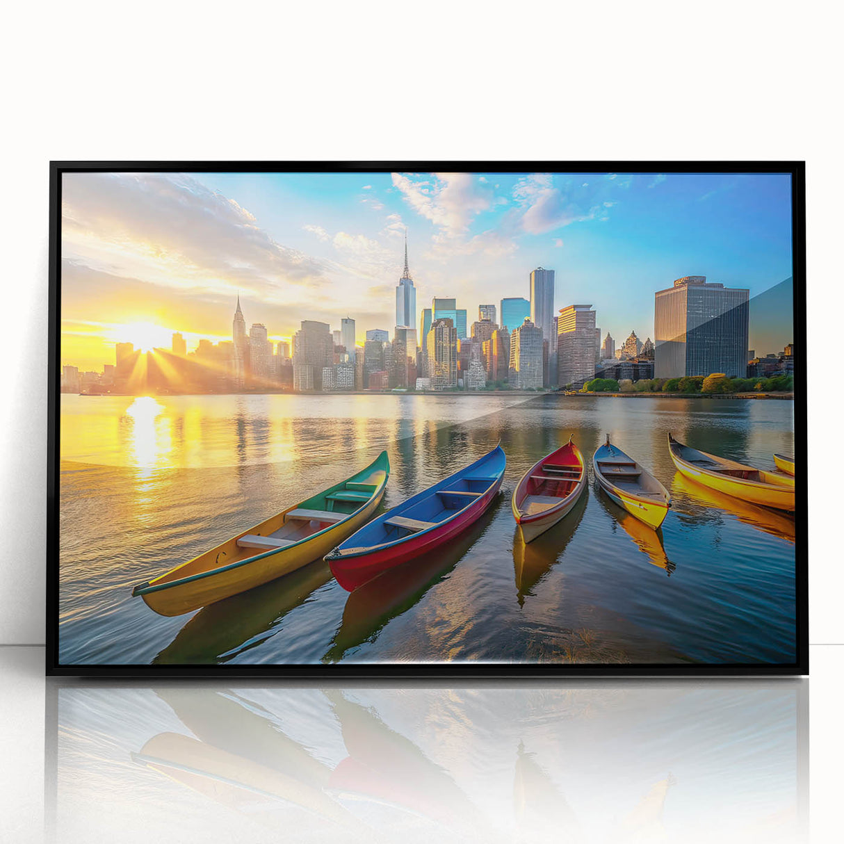 Golden City Sunset with Boats – Fine Art Photography Print