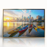 Golden City Sunset with Boats – Fine Art Photography Print