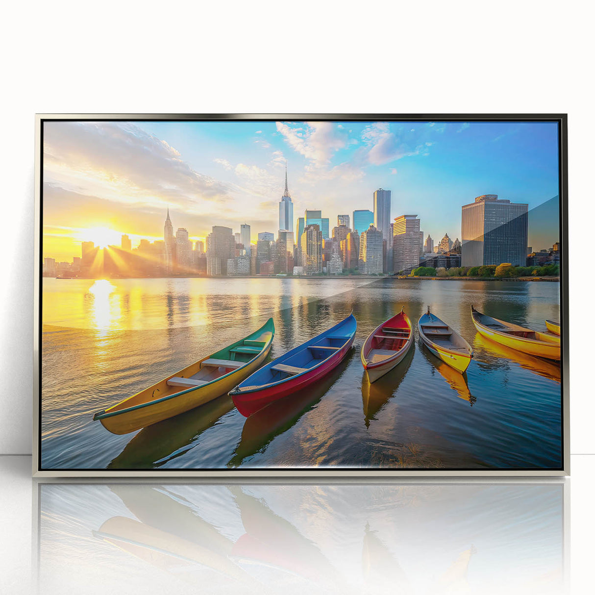 Golden City Sunset with Boats – Fine Art Photography Print
