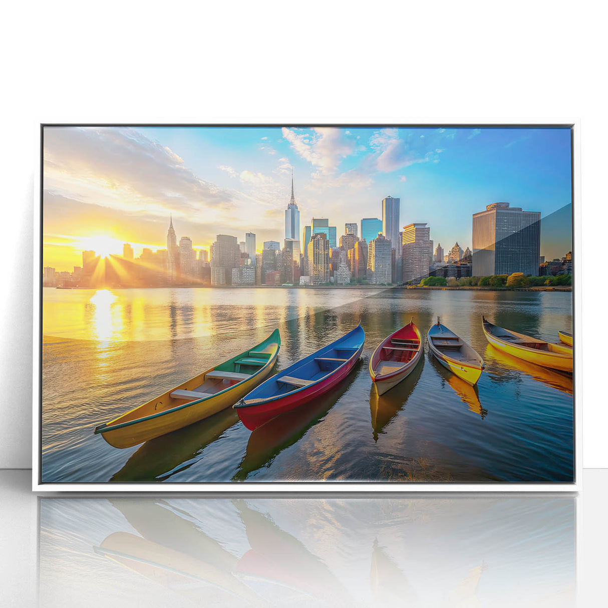 Golden City Sunset with Boats – Fine Art Photography Print