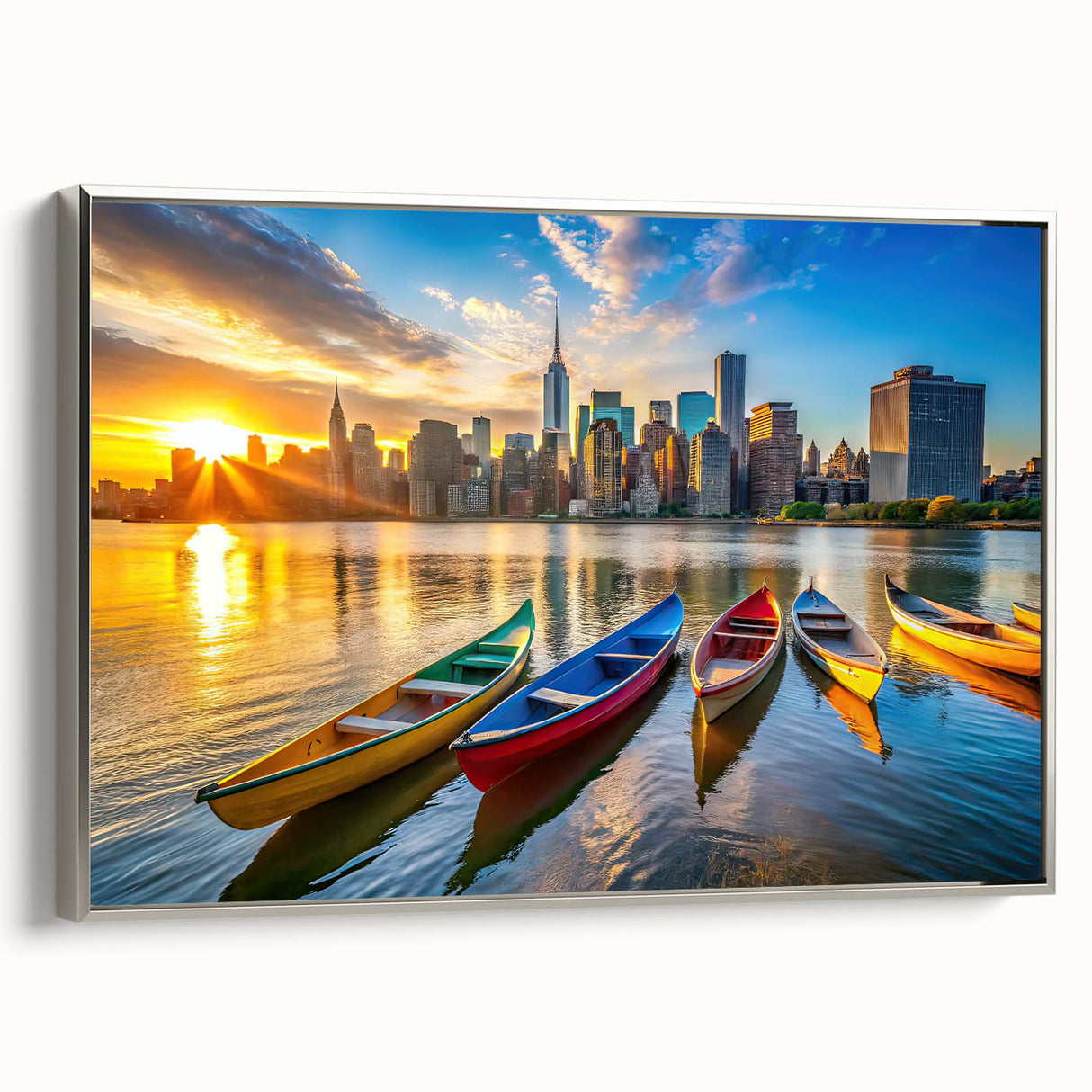 Golden City Sunset with Boats – Fine Art Photography Print