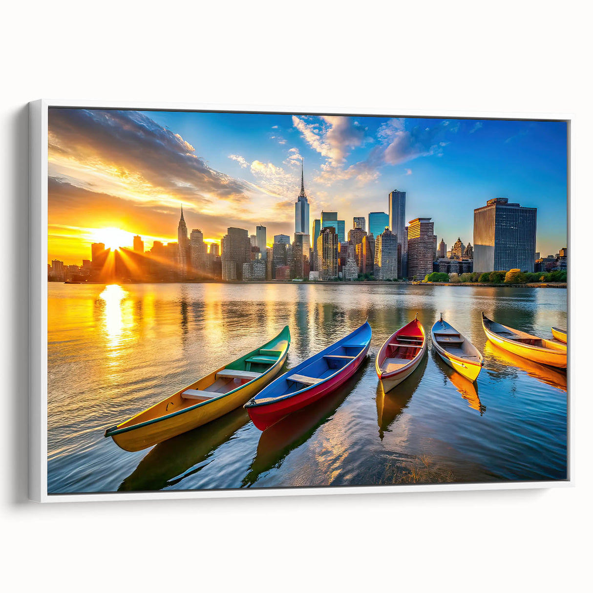 Golden City Sunset with Boats – Fine Art Photography Print