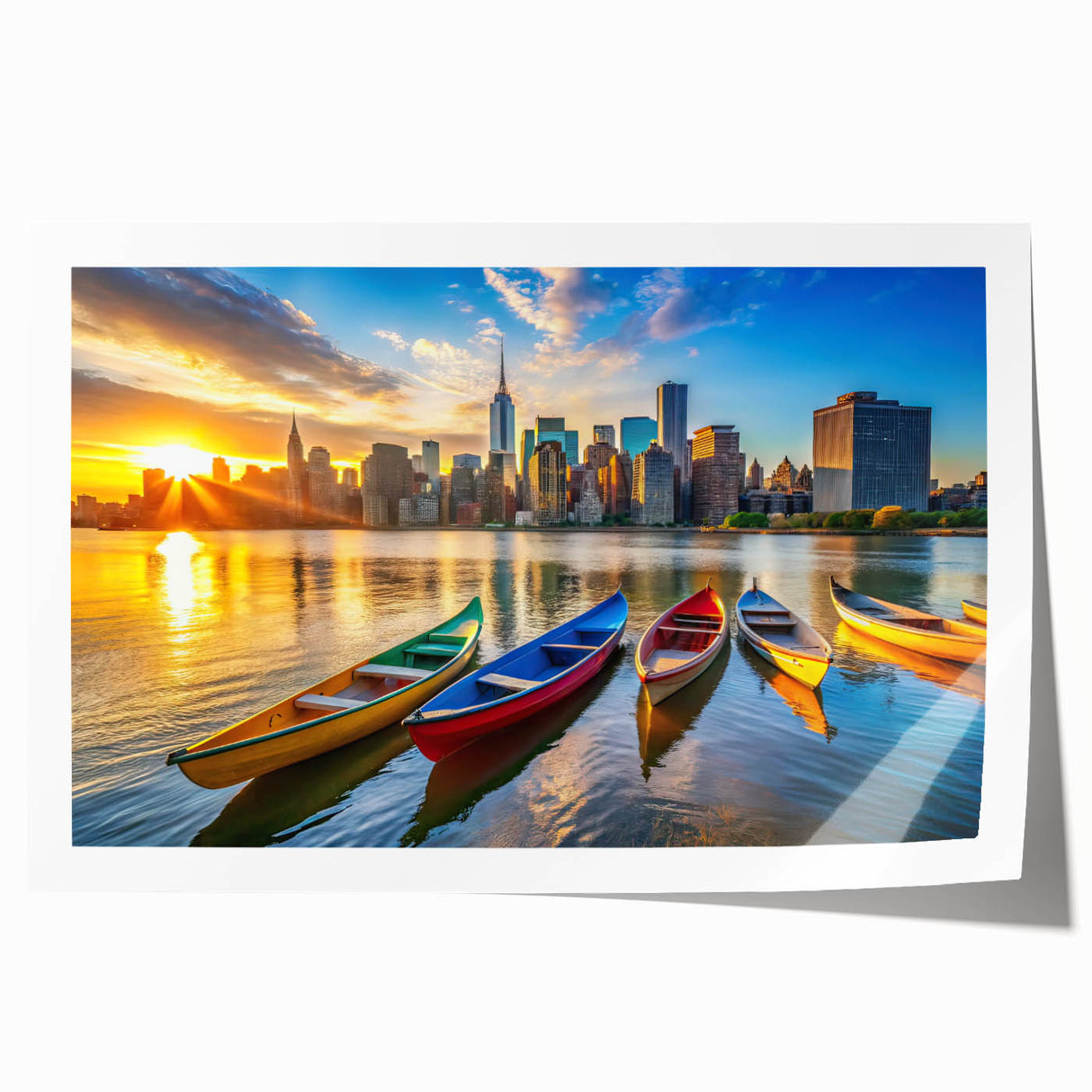 Golden City Sunset with Boats – Fine Art Photography Print