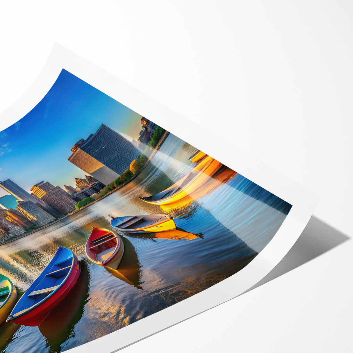 Golden City Sunset with Boats – Fine Art Photography Print