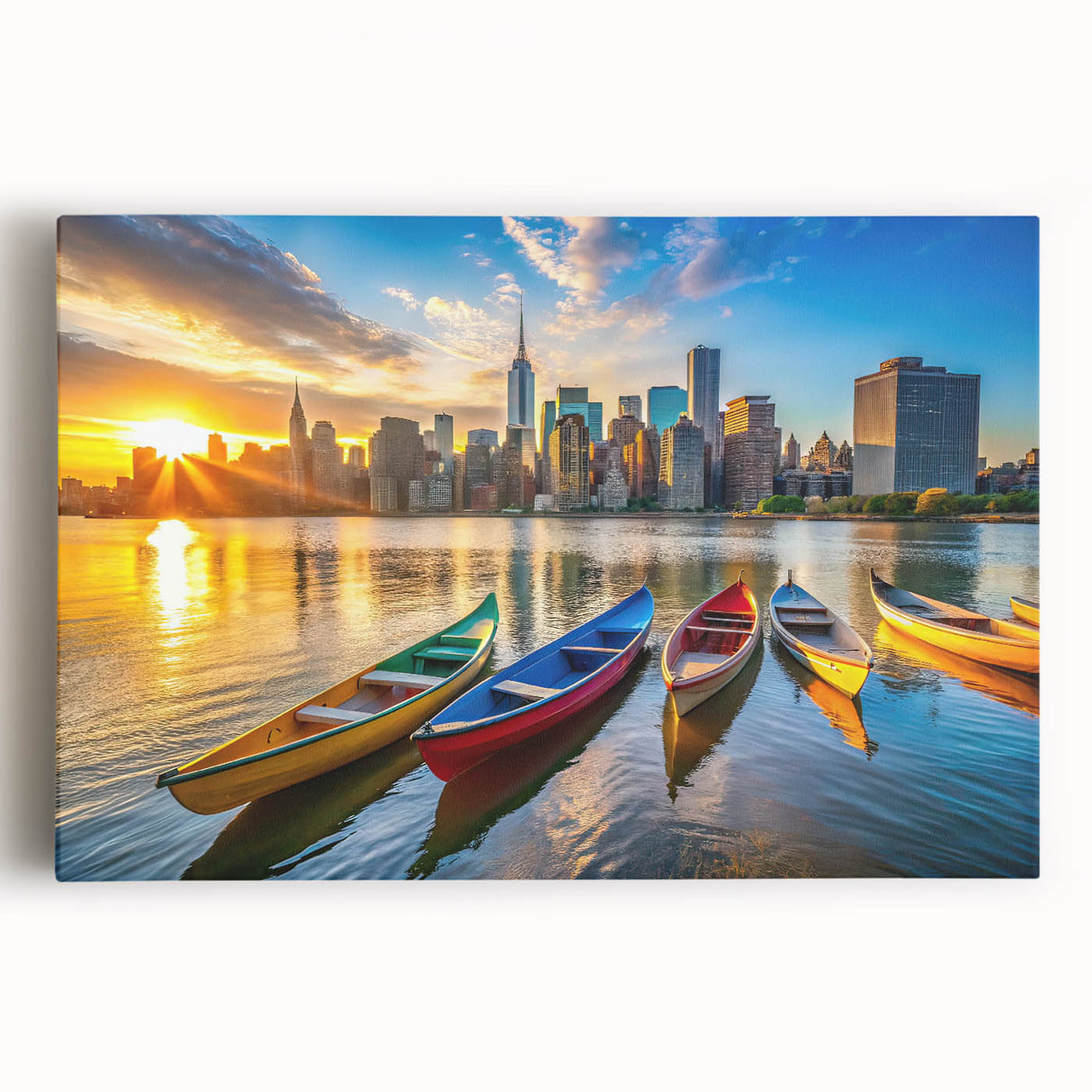 Golden City Sunset with Boats – Fine Art Photography Print
