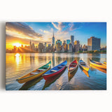 Golden City Sunset with Boats – Fine Art Photography Print